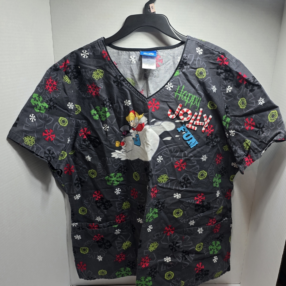 Jolly Fun Frosty The Snowman Scrub Top